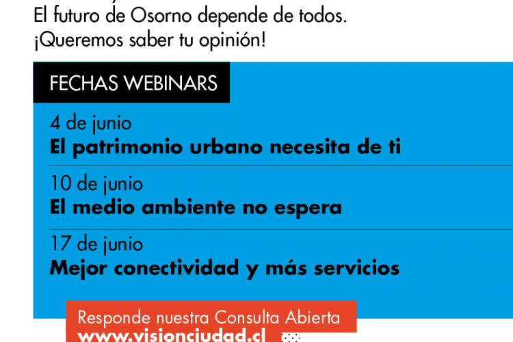 CONSEJO URBANO INVITA A LOS OSORNINOS A UN CICLO DE WEBINARS SOBRE EL FUTURO DE LA CIUDAD